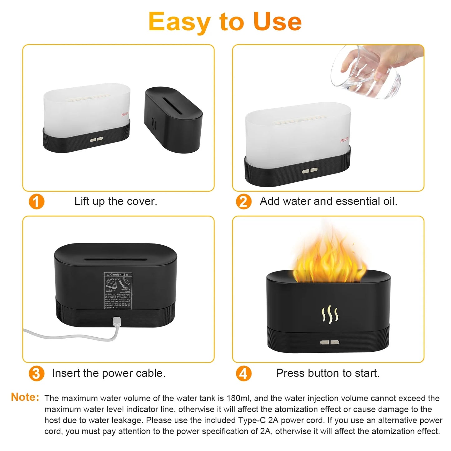 180ml Essential Oil Diffuser and Humidifier with 7-Color LED Light for Office and Home Use