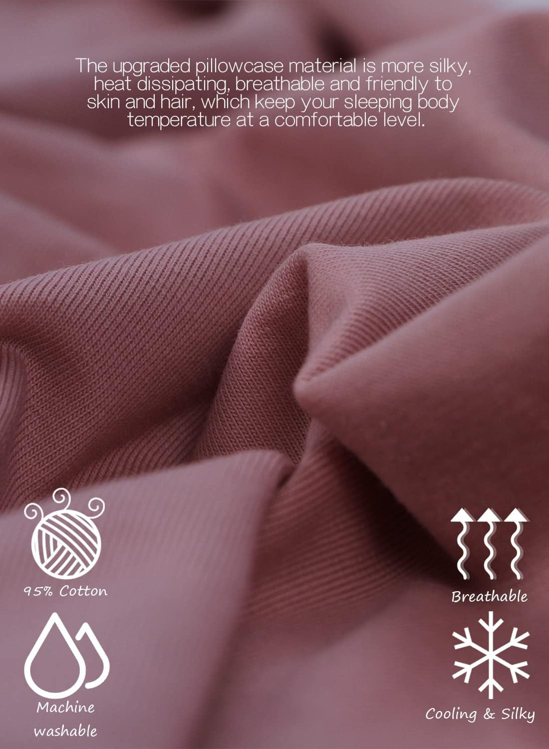 Cooling Maternity Pillow with Soft Cotton Cover, C-Shaped Design for Comfortable Pregnancy Sleep, Dark Pink