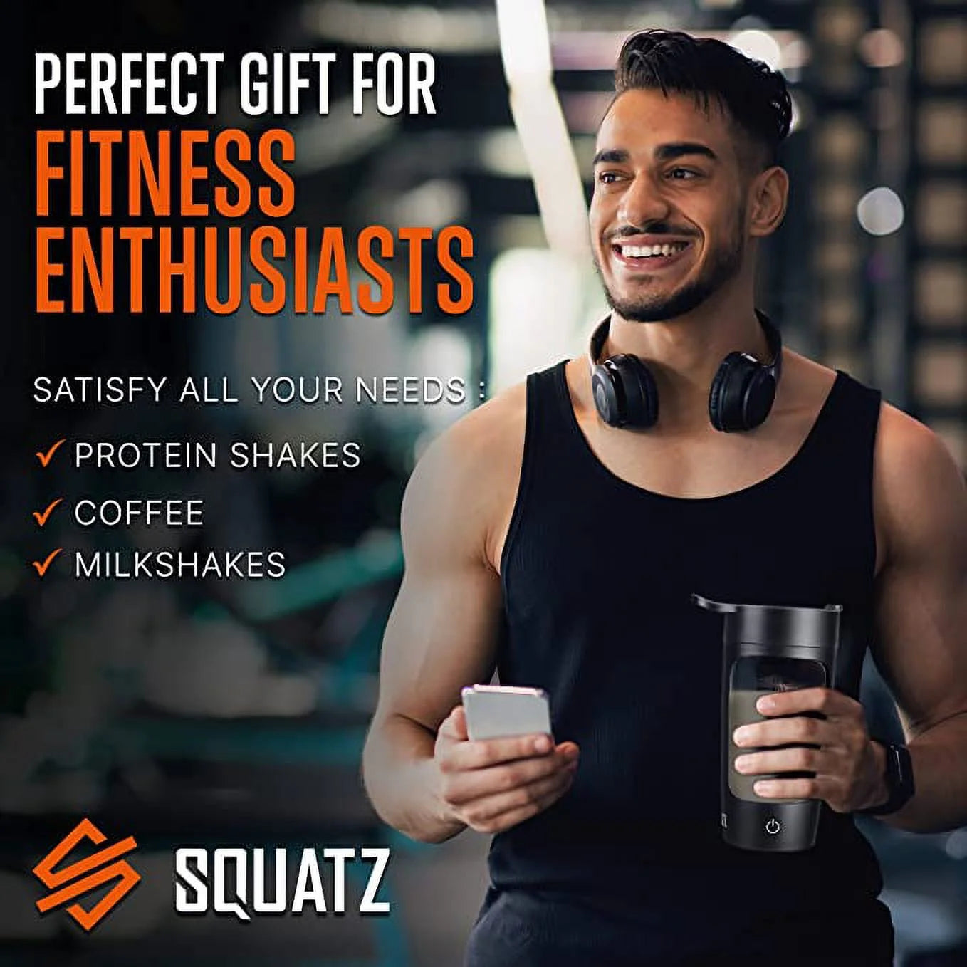 22 oz Electric Shaker Bottle with Automatic Blending and USB Rechargeable Feature (Black)