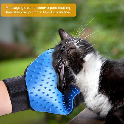 Pet Grooming Gloves for Dogs and Cats - Hair Removal Mitts with Massage Function, Blue (1 Pair)